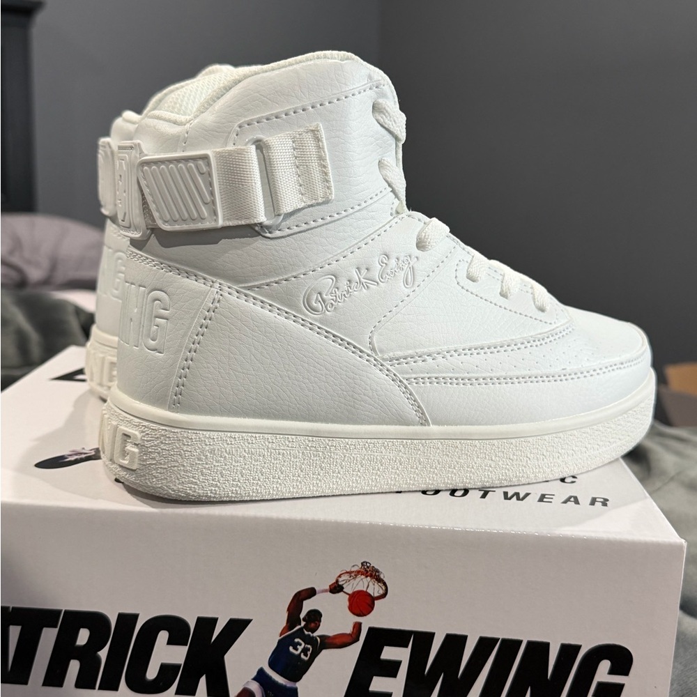 Kids Pat Ewing White High-Top Sneakers 5Y - Picture 2 of 4